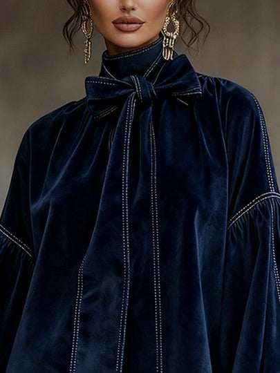 Trinidad - Vestido mini de terciopelo con lazada