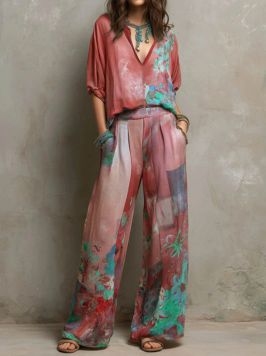 Alba | Conjunto fluido estampado con pantalón amplio