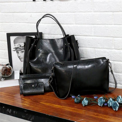 Riley - Conjunto de 4 bolsos vintage de cuero suave