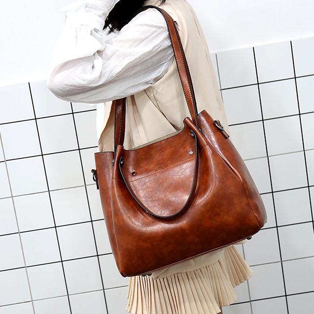 Riley - Conjunto de 4 bolsos vintage de cuero suave