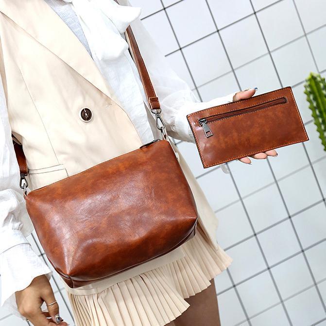 Riley - Conjunto de 4 bolsos vintage de cuero suave