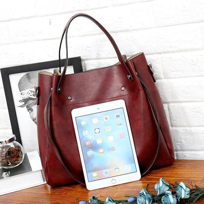 Riley - Conjunto de 4 bolsos vintage de cuero suave
