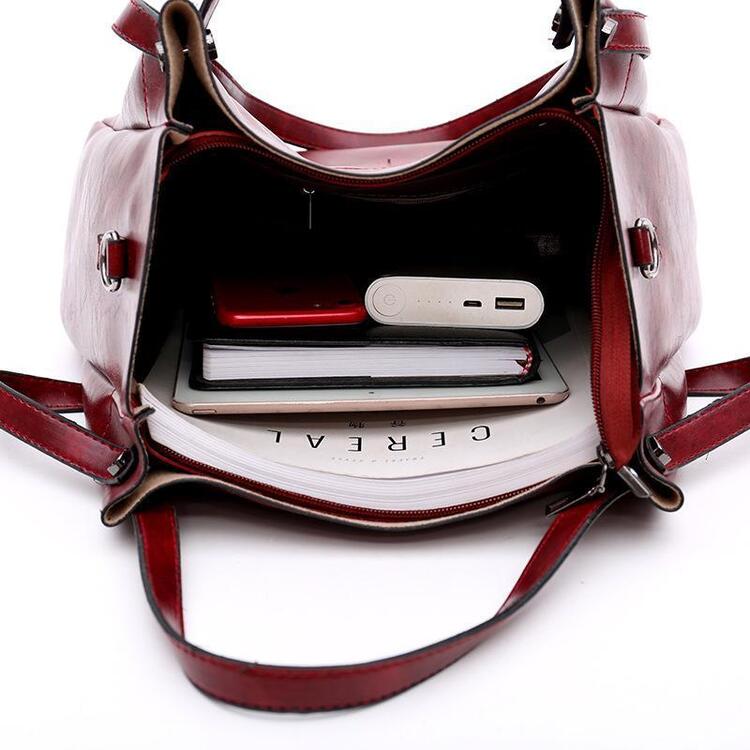Riley - Conjunto de 4 bolsos vintage de cuero suave