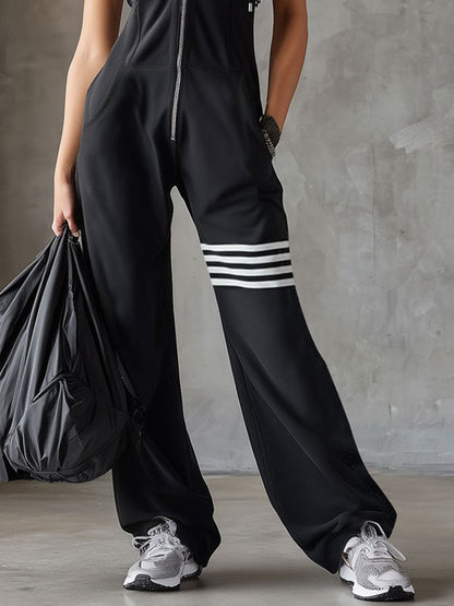 Daniela - Mono deportivo retro con capucha y rayas