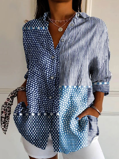 Mette | Blusa con parche de mosaico azul