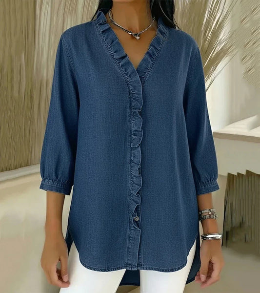 Lucía | Blusa denim fluida con cuello en V