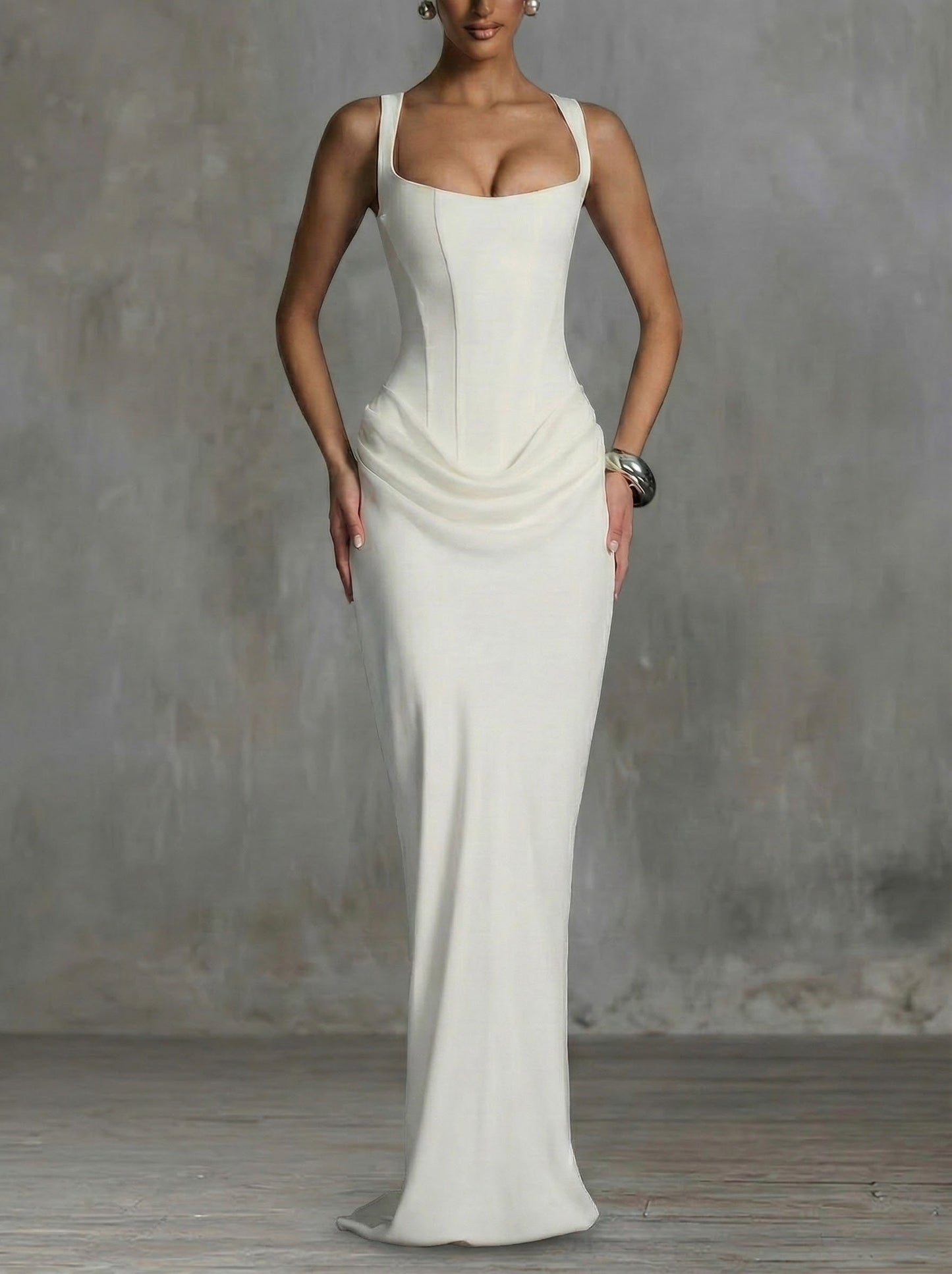 Leonor - Vestido maxi de escote cuadrado