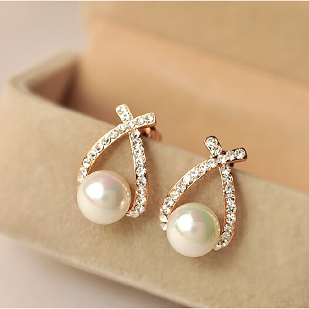 Pendientes de Perla con Brillo