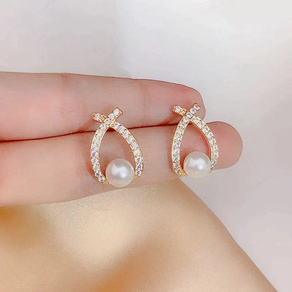 Pendientes de Perla con Brillo