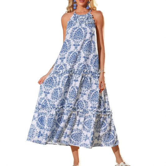 Natalia - Vestido largo bohemio con cuello halter