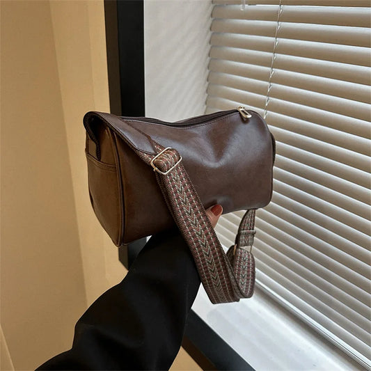 Elegante bolso Boston vintage de piel sintética: bandolera de moda