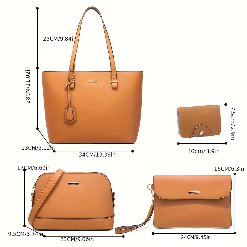 Juego de 4 bolsos modernos de cuero