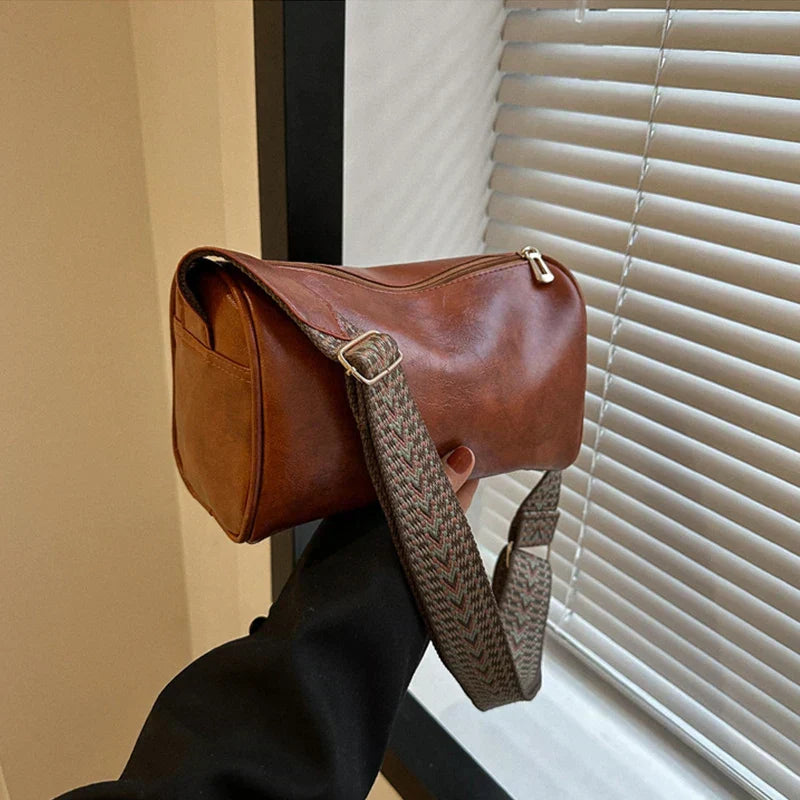 Elegante bolso Boston vintage de piel sintética: bandolera de moda