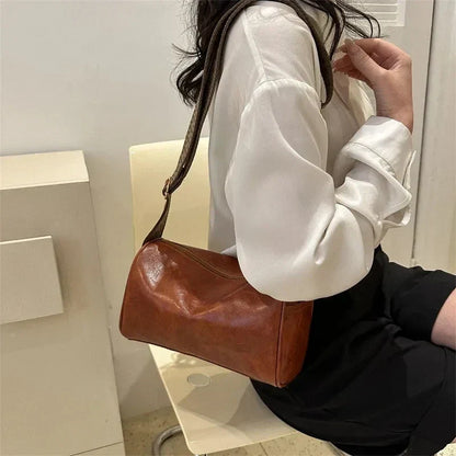 Elegante bolso Boston vintage de piel sintética: bandolera de moda