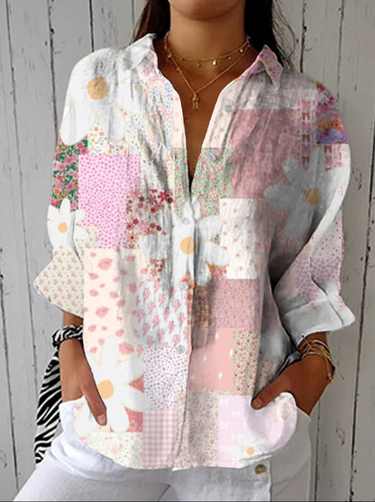 Fanny | Blusa de margaritas con patchwork