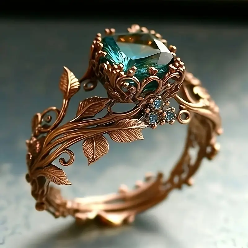 Anillo de cristal verde natural