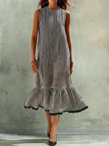Noara | Vestido midi de cuadros elegante con caída fluida