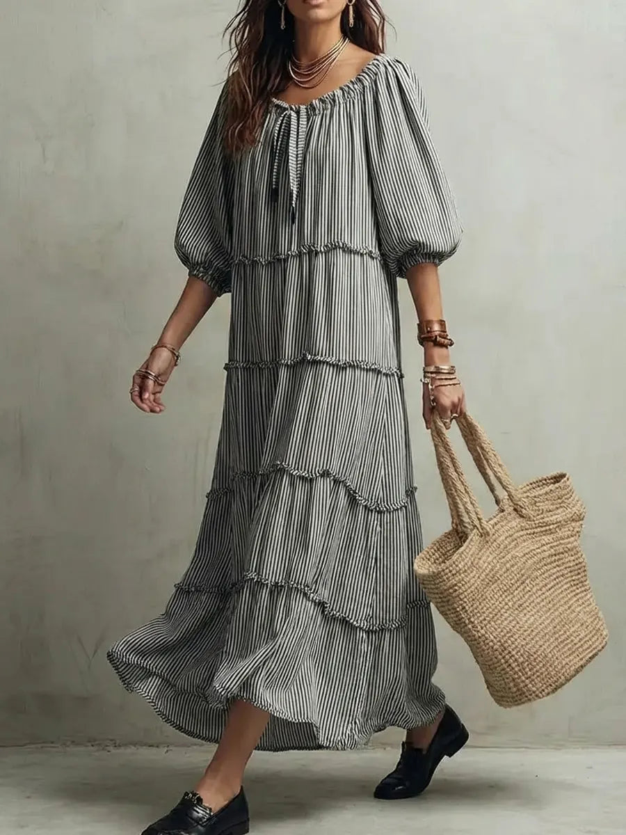 Nerina | Vestido midi de lino con capas y textura