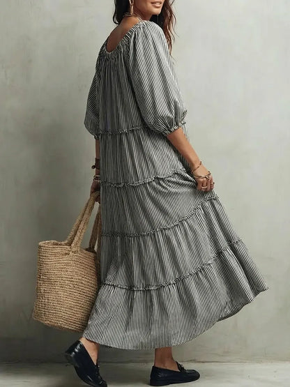 Nerina | Vestido midi de lino con capas y textura